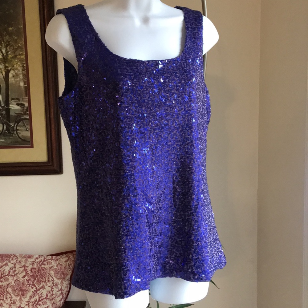 Anne Klein Violet Sequence Top - Size M